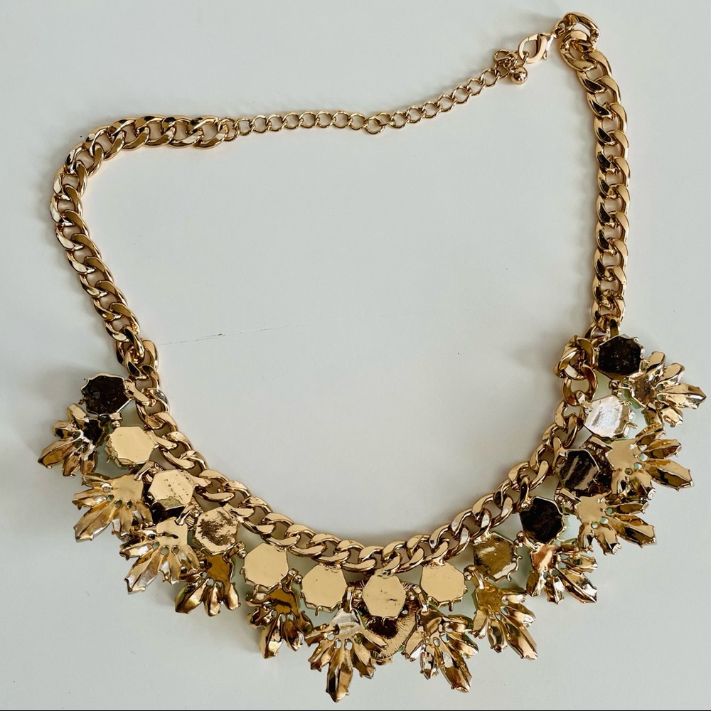 Simulated Gemstone Statement Necklace - Jade Flow… - image 5